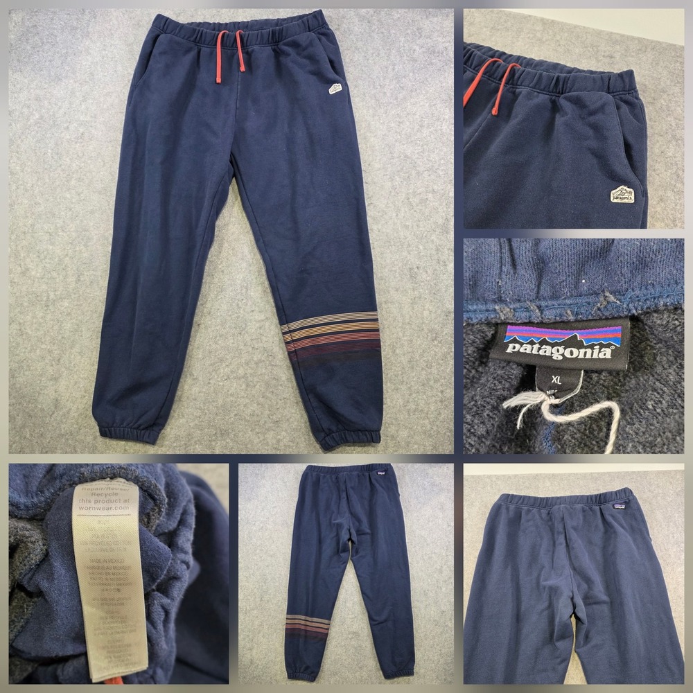 Patagonia Line Logo Ridge Stripe Uprisal Pants Mens XL Blue Sweatpants 26054
